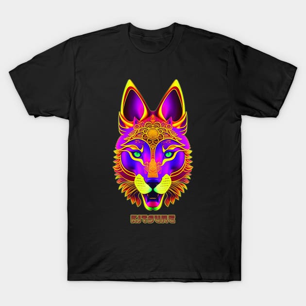 Kitsune Japan Tribal Popart T-Shirt by Mr.PopArts